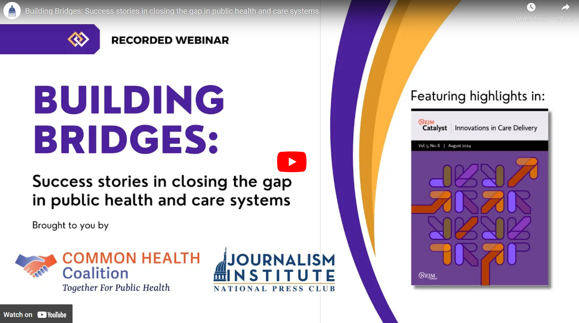 Building Bridges: Success stories in closing the gap in public health and care systems